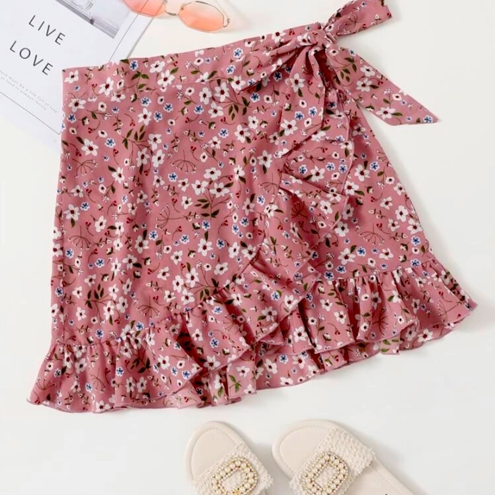 Flirty floral wrap skirt